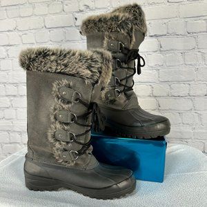 KHOMBU Women's Arctic Suede Leather Faux‎ Fur Winter Snow Boot, Size 9M, Gray